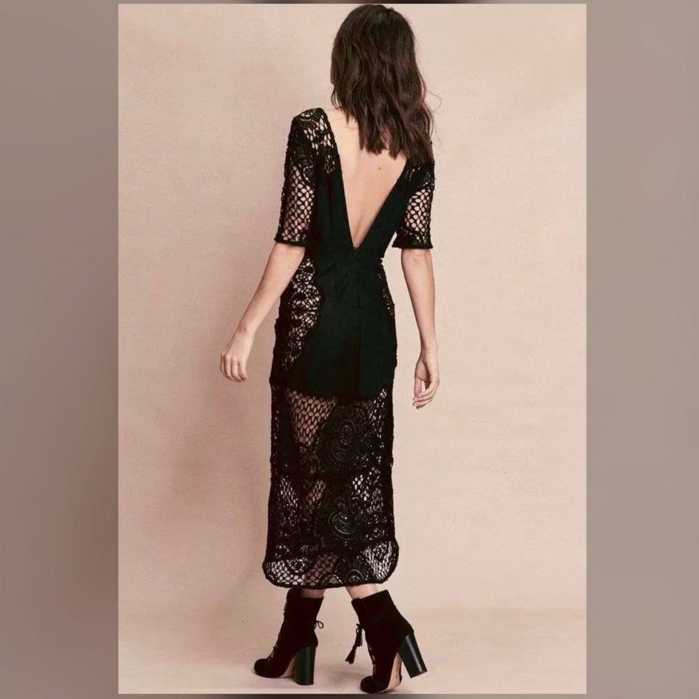 For Love and Lemons Gracey Black Crochet Dress L - Picture 2 of 10